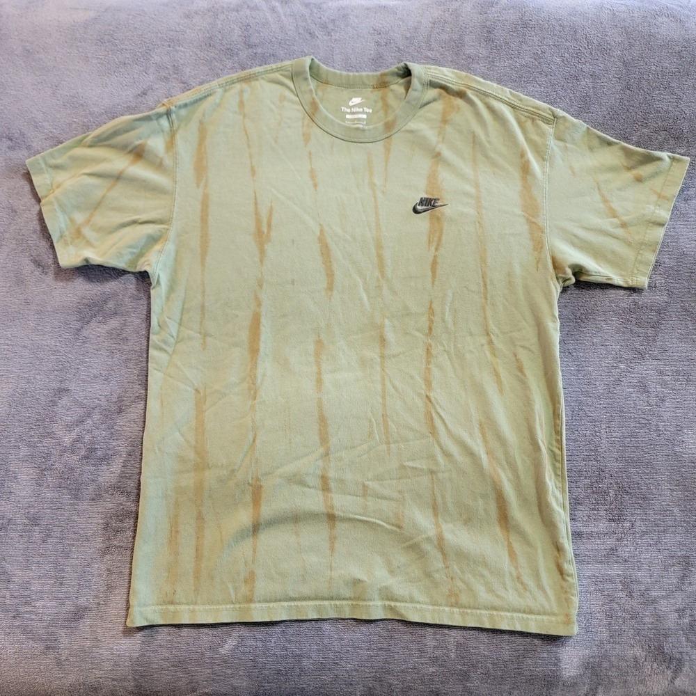 Nike The Nike Tee Green Tiger Stripe Tie Die Short Sleeve Loose Fit Thick Size L
